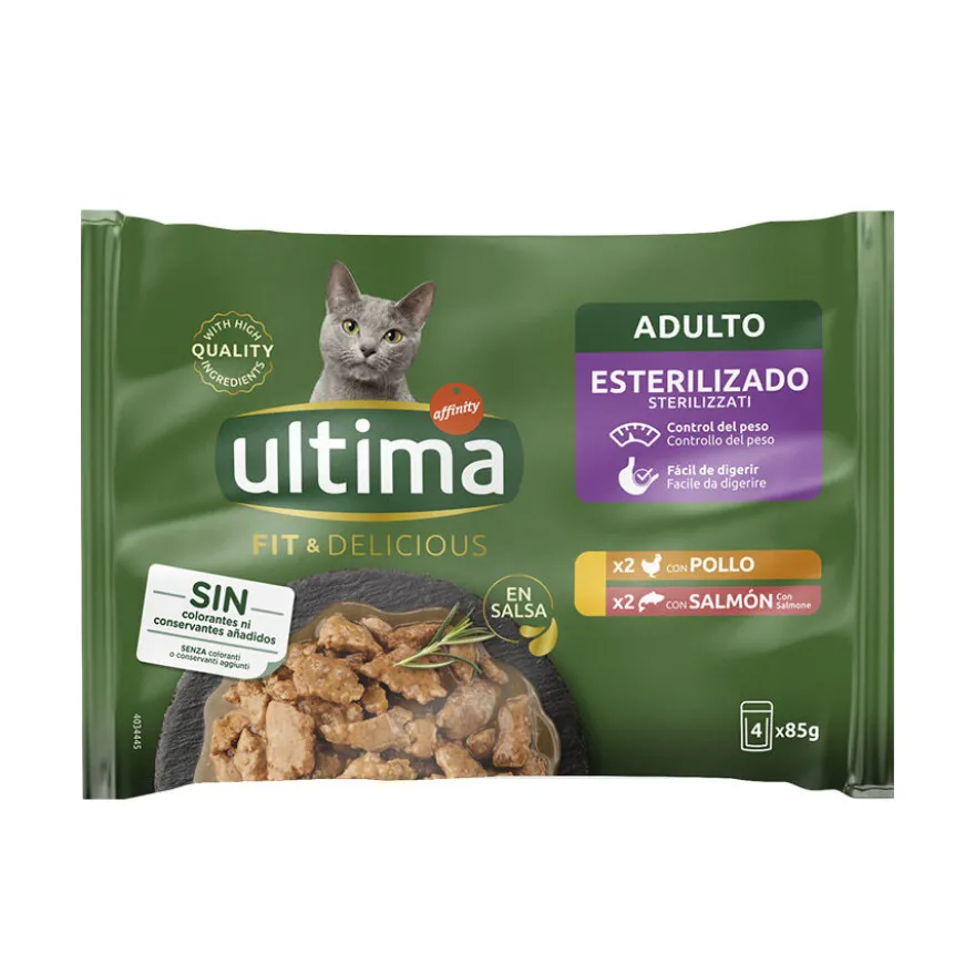 Afinity Ultima Fit & Delicious Pollo y Salmón sobre en salsa para gatos - Multipack
