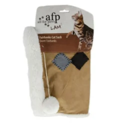All For Paws Bolsa de cama para gatos borreguito gris y beige
