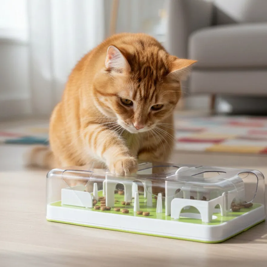 All For Paws Interactives Comedero Rompecabezas Verde para gatos