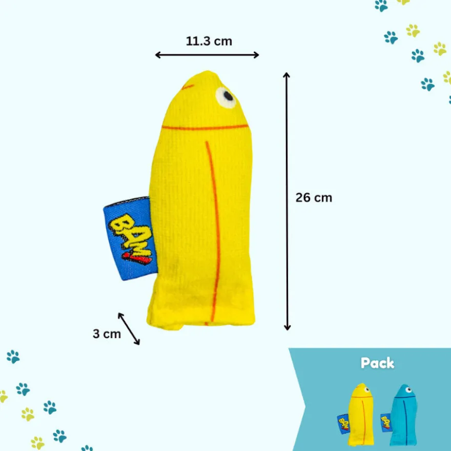 BAM! Peluche peces con catnip Azul y Amarillo para gatos
