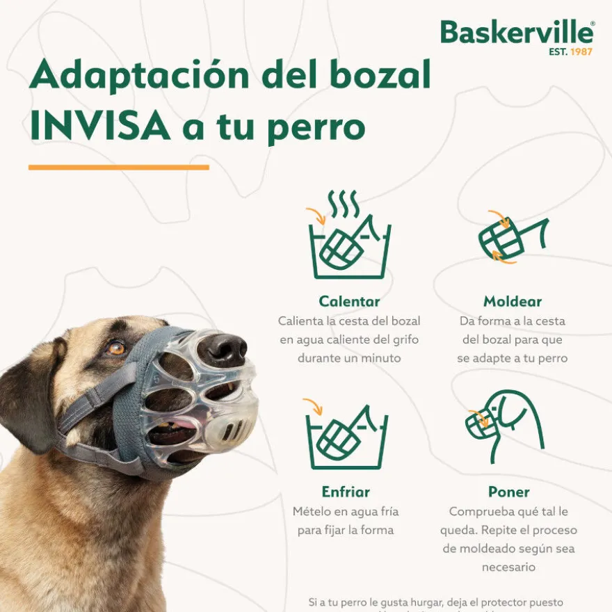 Baskerville Invisa bozal moldeable para perros
