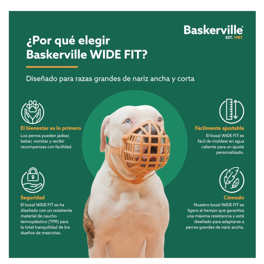 Baskerville Wide Fit bozal de plástico para perros