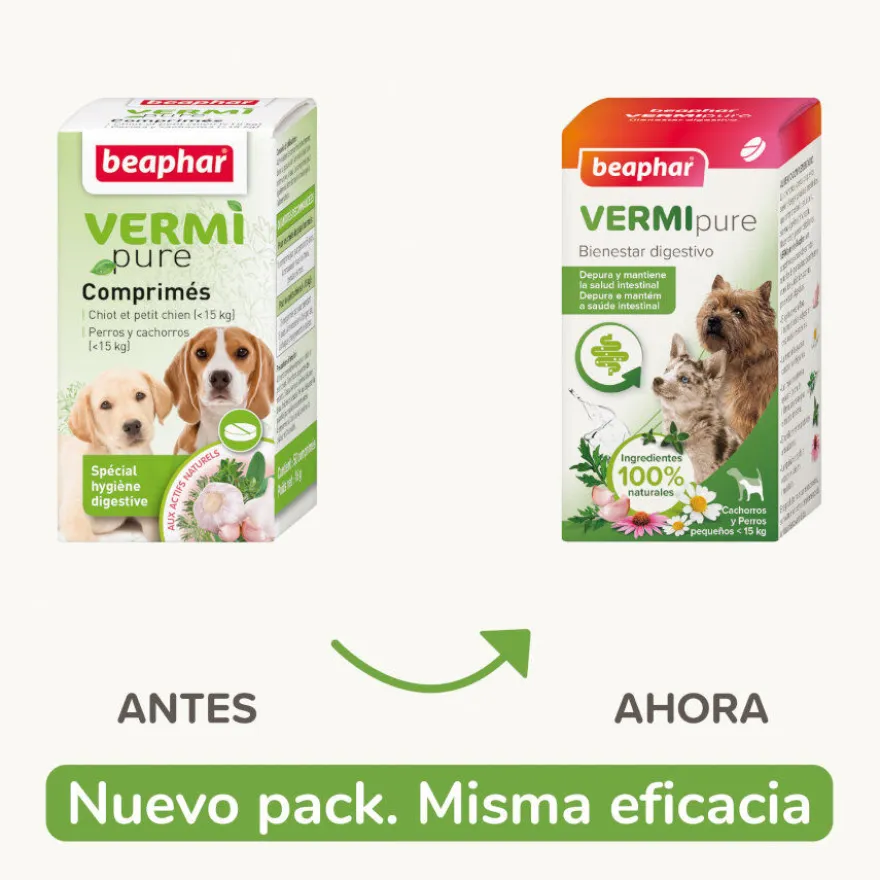 Beaphar Vermipure Repelente Interno Natural en comprimidos para perros pequeños y cachorros