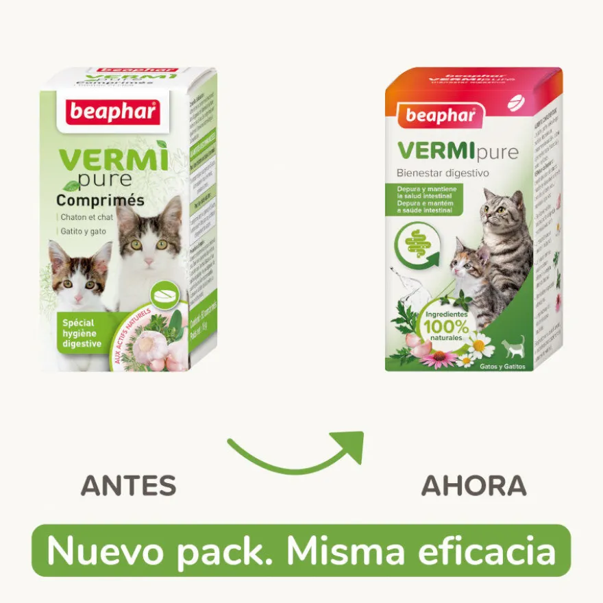 Beaphar Vermipure Repelente Interno Natural en comprimidos para gatos y gatitos