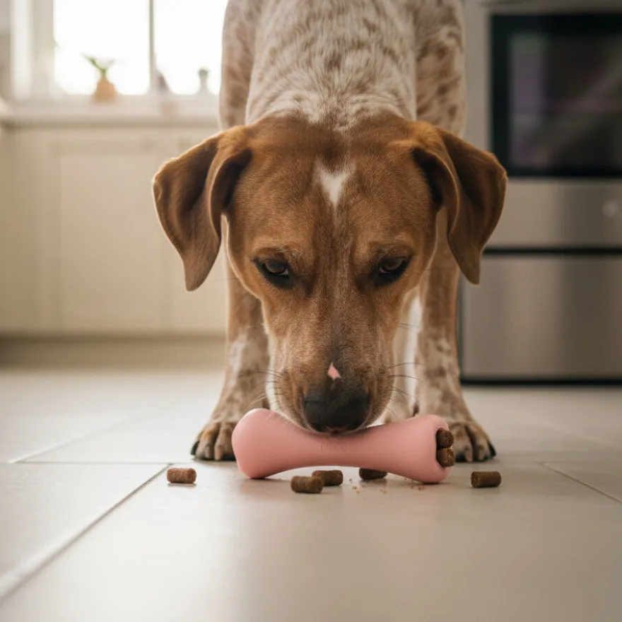 BECO Hueso Portagolosinas de Goma Rosa para perros