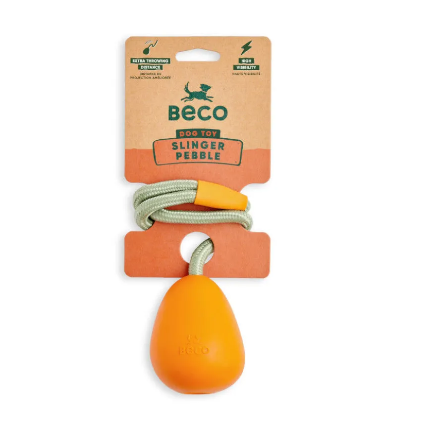 BECO Mordedor de Goma con Cuerda Naranja para perros