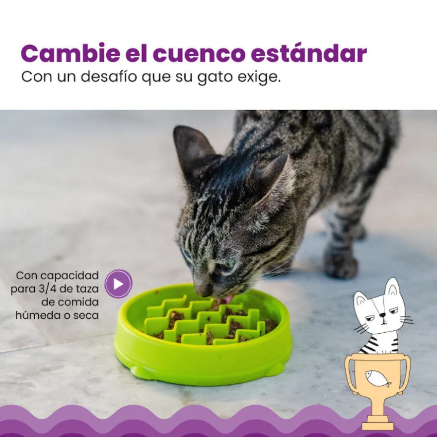 Catstages Cat Fun Comedero Lento Verde para gatos