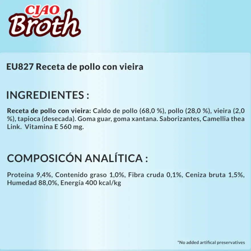 Churu Broth Sopa de Pollo con Vieira para gatos