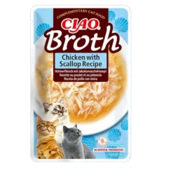 Churu Broth Sopa de Pollo con Vieiras sobre para gatos