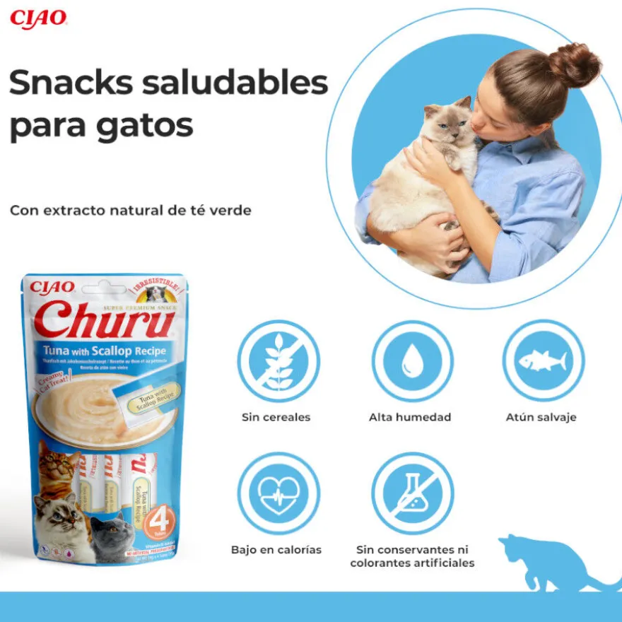 Churu Snack Cremoso de Atún con Vieira para gatos