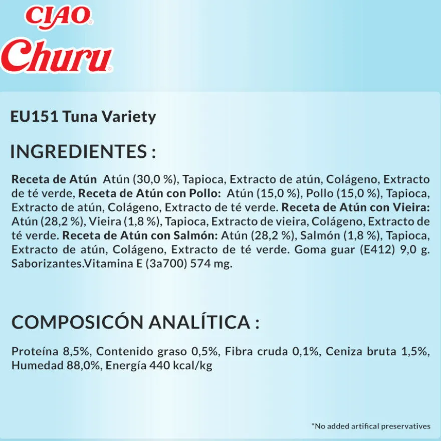 Churu Snack Cremoso Variedades de Atún para gatos