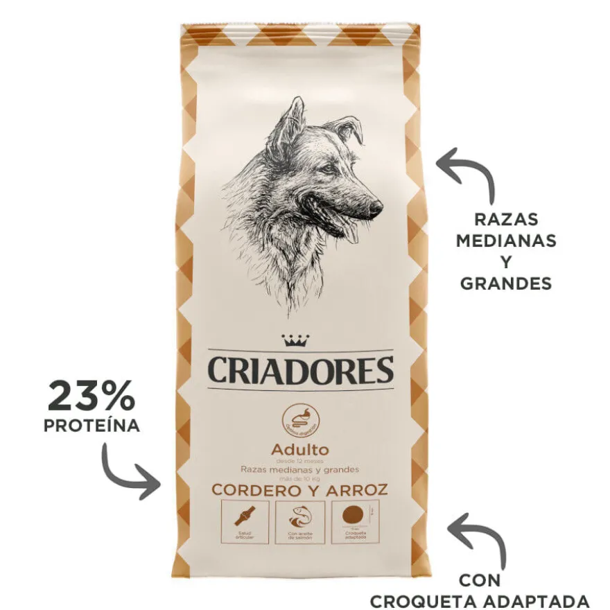 Criadores Adulto Cordero y Arroz pienso para perros de razas mediana y grande