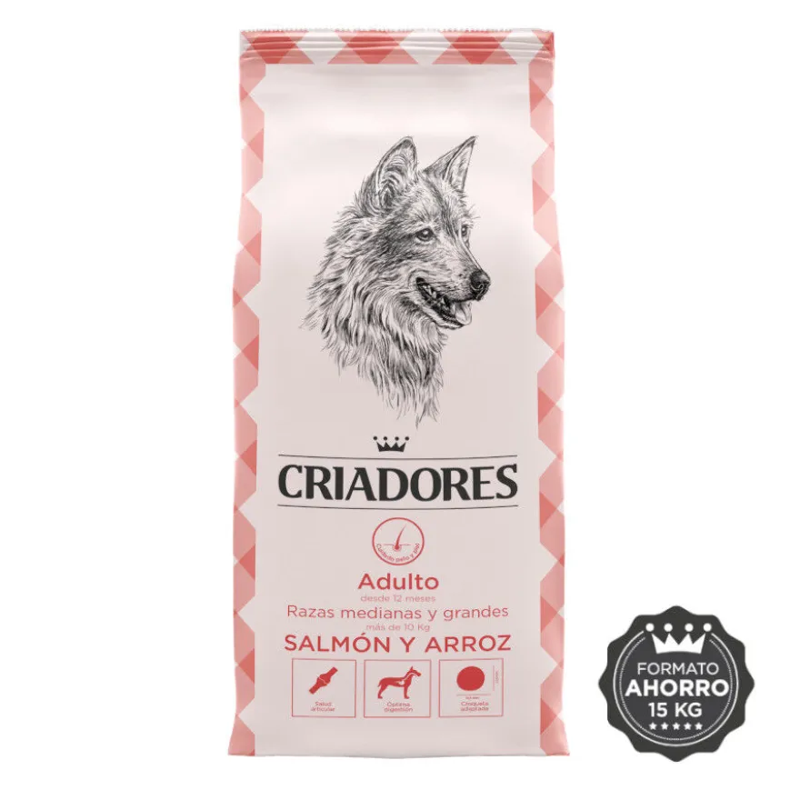 Criadores Adulto Salmón y Arroz pienso para perros de razas medianas y grandes