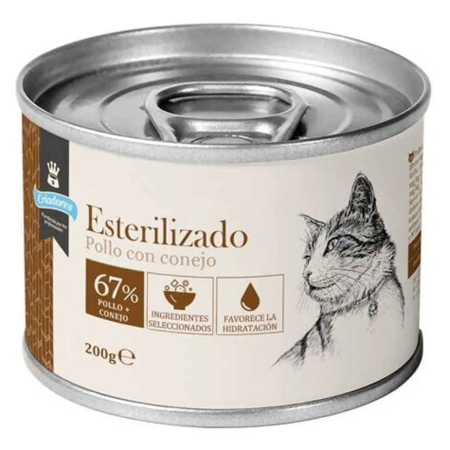 Criadores Esterilizado Paté Pollo y Conejo lata para gatos