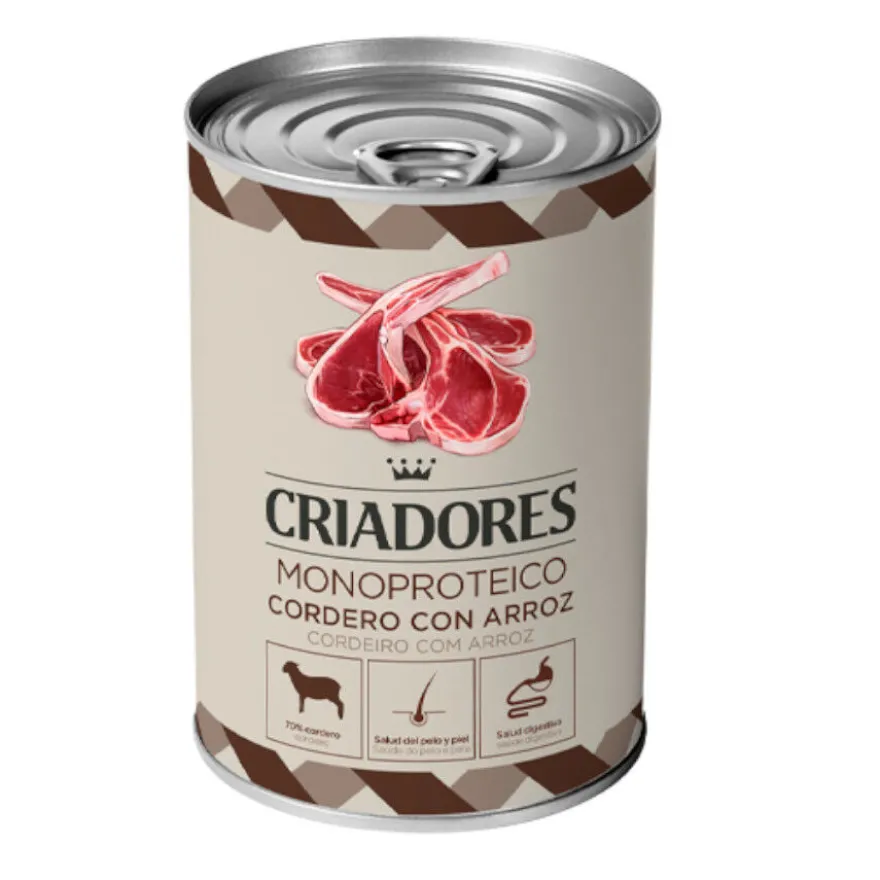 Criadores Monoproteico Cordero y Arroz lata para perros
