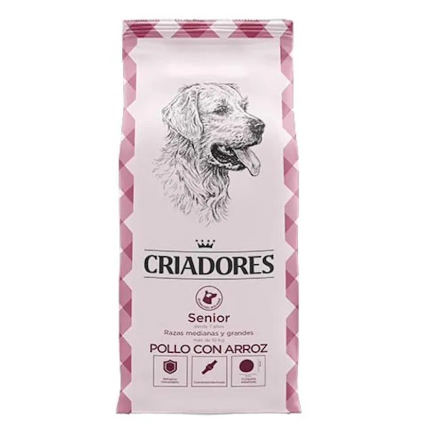 Criadores Senior Pollo y Arroz pienso para perros de razas medianas y grandes