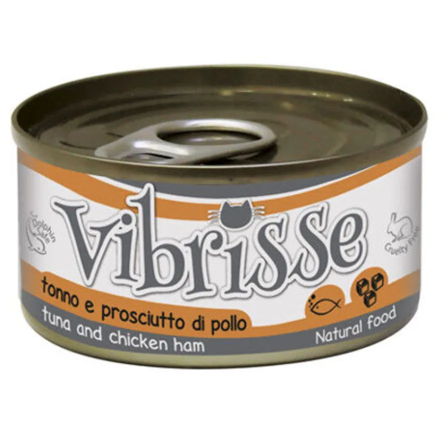 Croci Vibrisse Atún y Jamón de Pollo lata para gatos