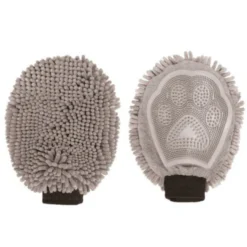 DGS Manopla de Microfibra y Goma Gris para perros y gatos