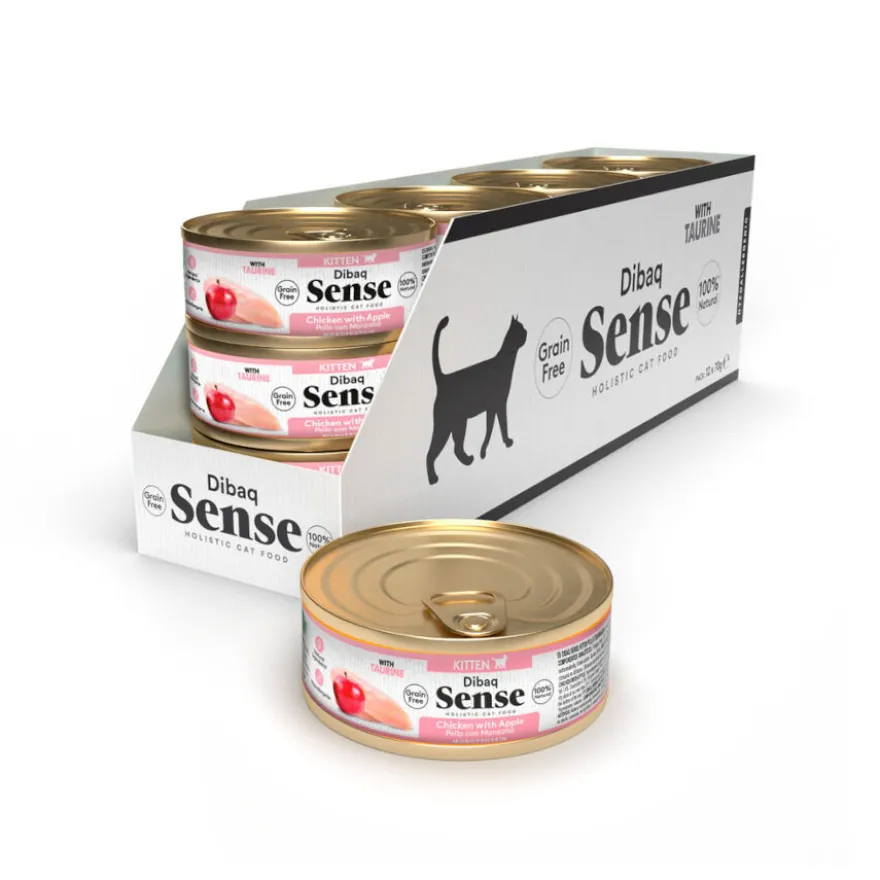 Dibaq Sense Grain Free Kitten Pollo y Manzana lata para gatos
