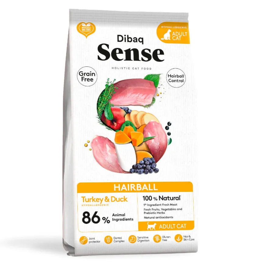 Dibaq Sense Hairball Grain Free Adult Pavo y Pato pienso para gatos