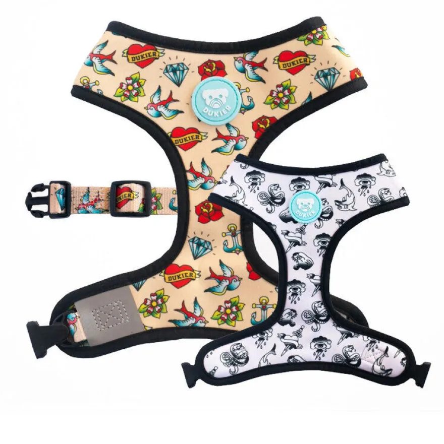 Dukier Arnés Reversible Estampado Tattoo para perros