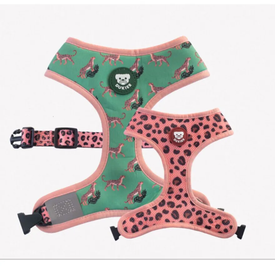 Dukier Arnés Reversible Estampado Leopardo para perros