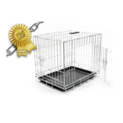 Duvoplus Cromo Jaula de Metal Extra fuerte para perros