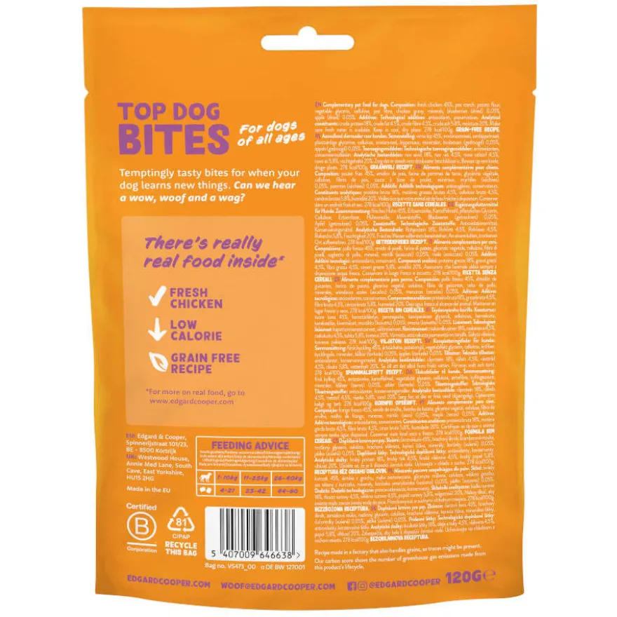 Edgard & Cooper Bocaditos Mini de Pollo snack para perros