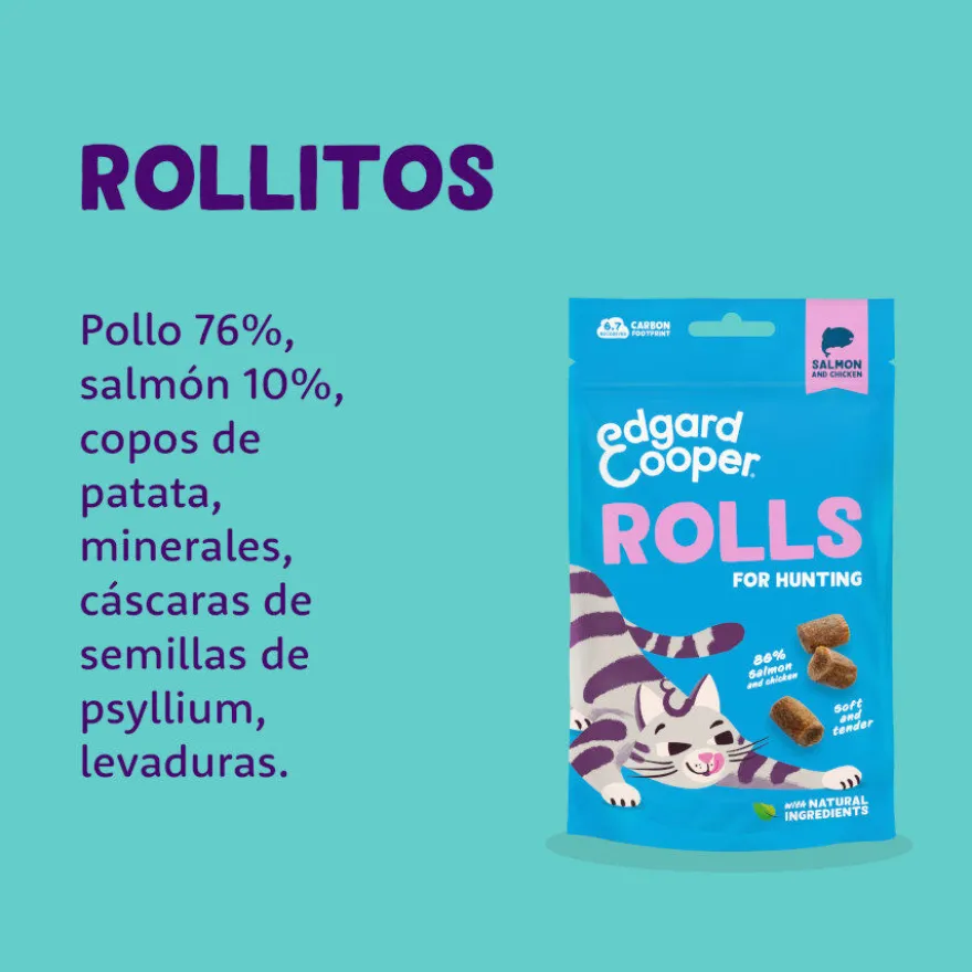 Edgard & Cooper Rollitos Salmón y Pollo para gatos