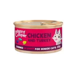 Edgard & Cooper Senior Trocitos de Pollo y Pavo en Salsa lata para gatos