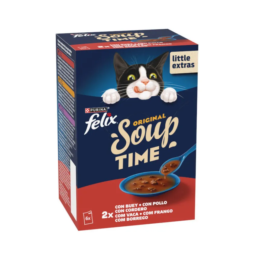 Felix Cat Sopa de Buey, Pollo y Cordero para gatos