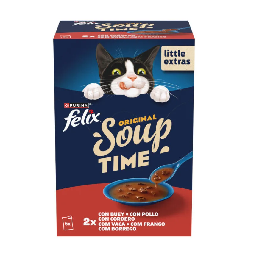 Felix Cat Sopa de Buey, Pollo y Cordero para gatos