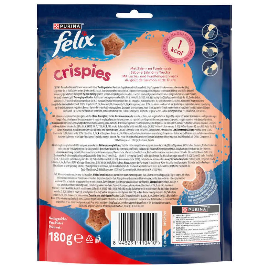 Felix Crispies Bocaditos de Salmón y Trucha Maxi para gatos