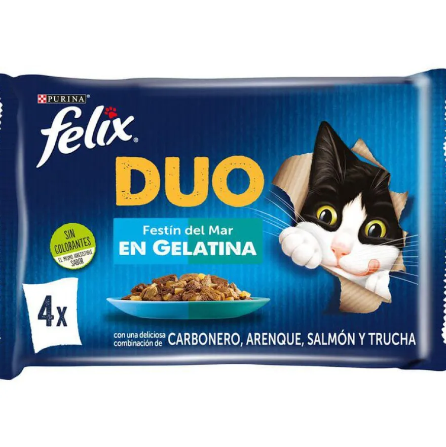 Felix Fantastic Duo Pescado en Gelatina sobre para gatos