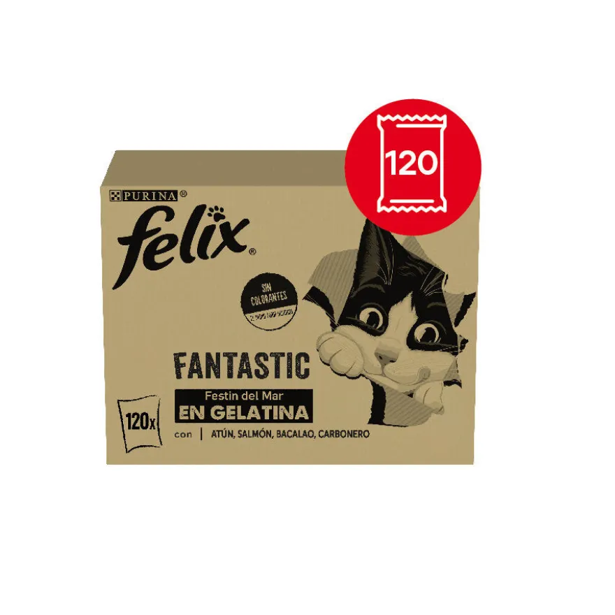 Felix Fantastic Selección de Sabores Pescado en Gelatina sobre para gatos - Multipack