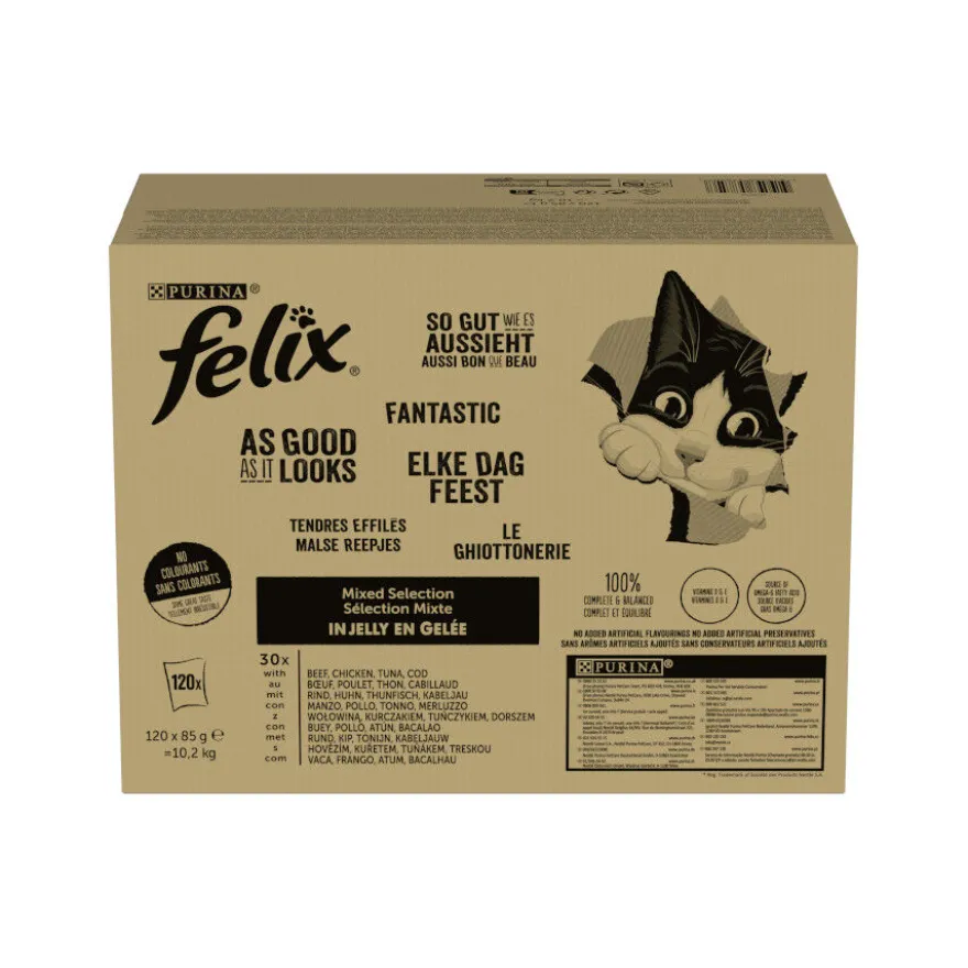 Felix Fantastic Selección de Sabores en Gelatina Sobre para gatos