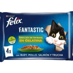 Felix Fantastic Selección de Verduras sobres en gelatina para gatos