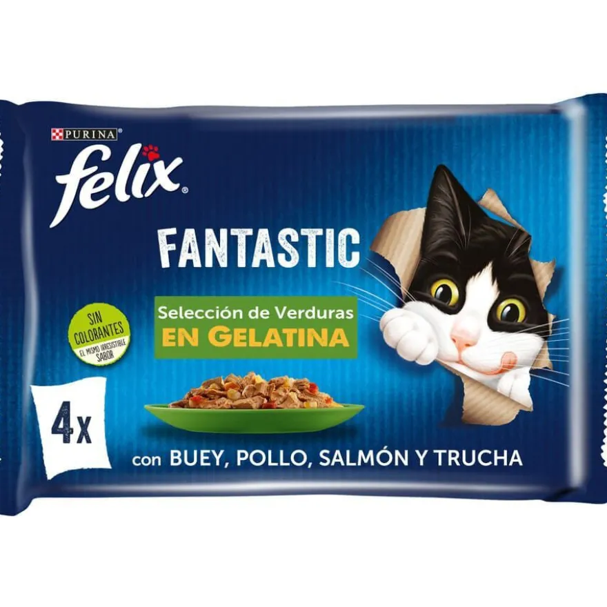 Felix Fantastic Selección de Verduras sobres en gelatina para gatos