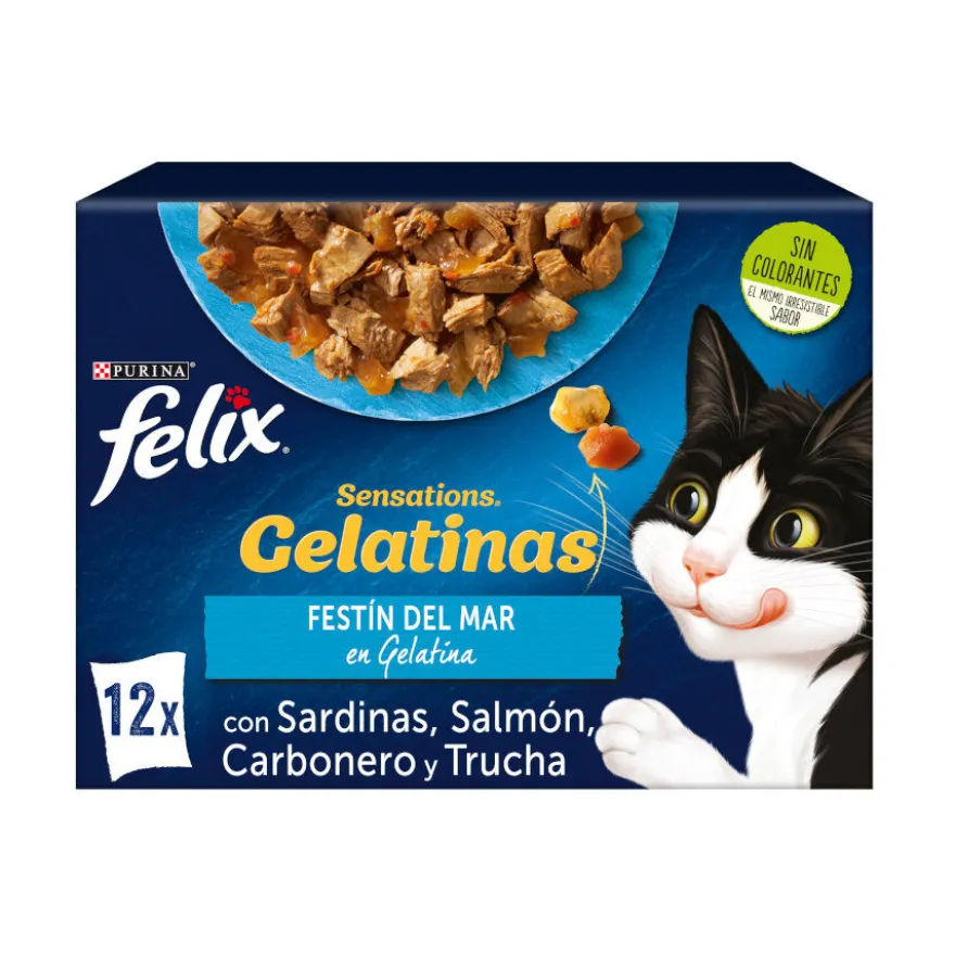 Felix Sensations Festín del Mar sobres en gelatina para gatos
