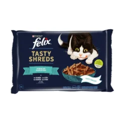 Felix Tasty Shreds Festín del Mar Filetes en Salsa sobre para gatos