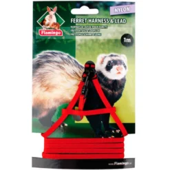 Flamingo Arnés con Correa Rojo para hurones