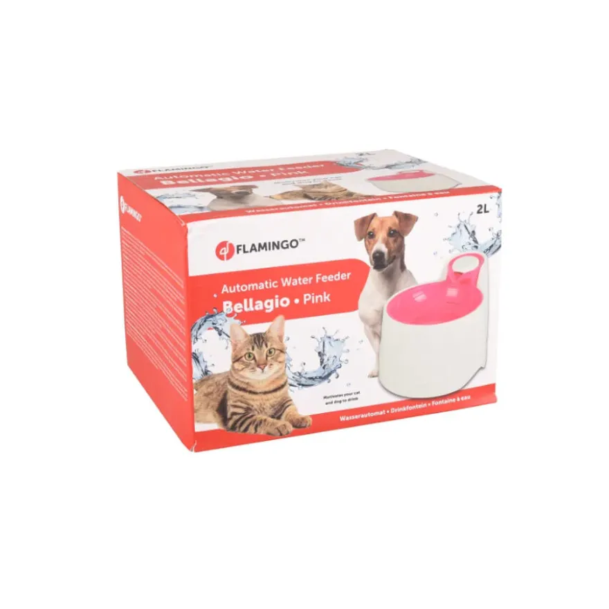 Flamingo Bellagio Bebedero Automático Blanco y Rosa para perros y gatos