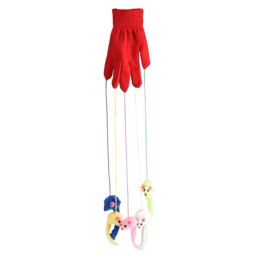 Flamingo Guante de juguete con ratones para gatos