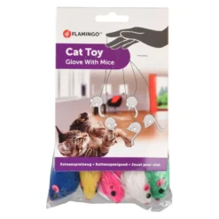 Flamingo Guante de juguete con ratones para gatos