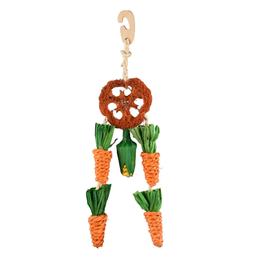 Flamingo Legou Rueda con Cuerda y Zanahoria Juguete Colgante para roedores