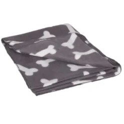 Flamingo Manta gris con estampado de huesos para mascotas