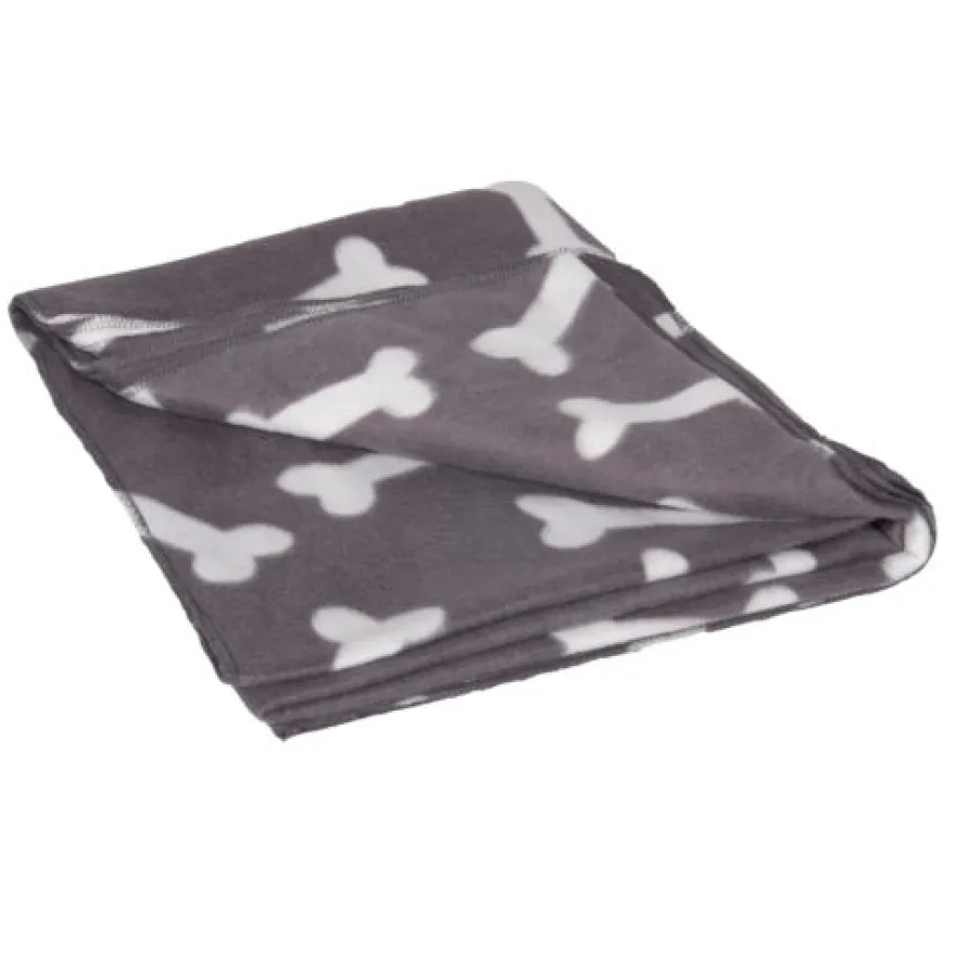 Flamingo Manta gris con estampado de huesos para mascotas