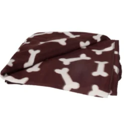 Flamingo Manta marrón con estampado de huesos para mascotas