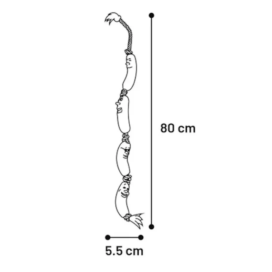 Flamingo Salchichas con cuerda juguete para perros