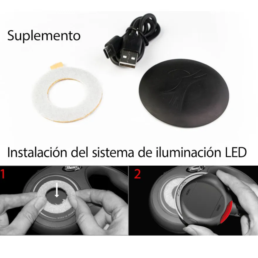 Flexi Literna de Luz led negra para correas